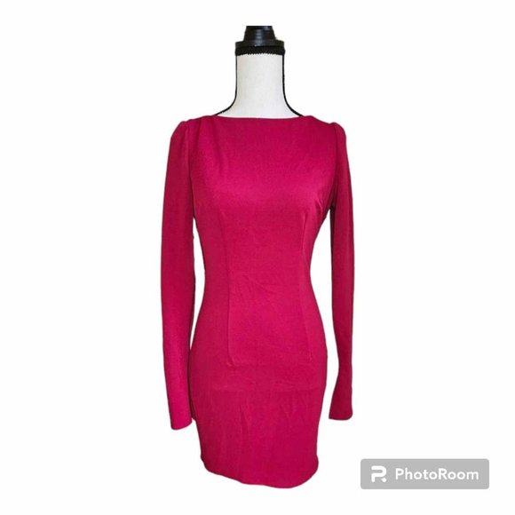 NWT Katie May Glisten Open Back Long Sleeve Dress Ruby Size M - Picture 3 of 13